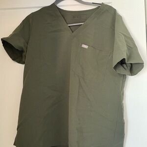 Figs Green Short Sleeve Scrub Top V-Neck